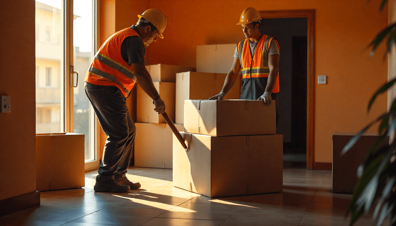 Equipo realizando vaciado de pisos en Madrid para reformas