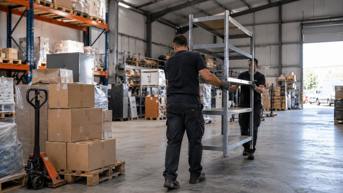 Retirada de estanterías y mobiliario en una nave industrial
